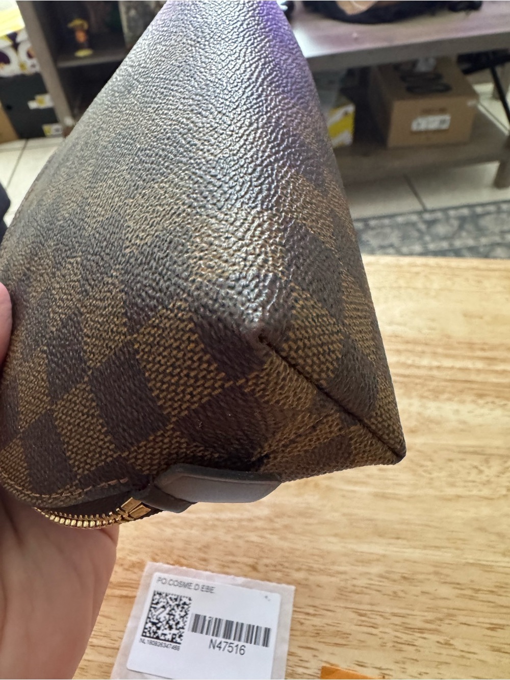 Louis Vuitton Brown Damier Ebene Toiletry Pouch with Gold-Tone Zipper - Picture 3 of 7